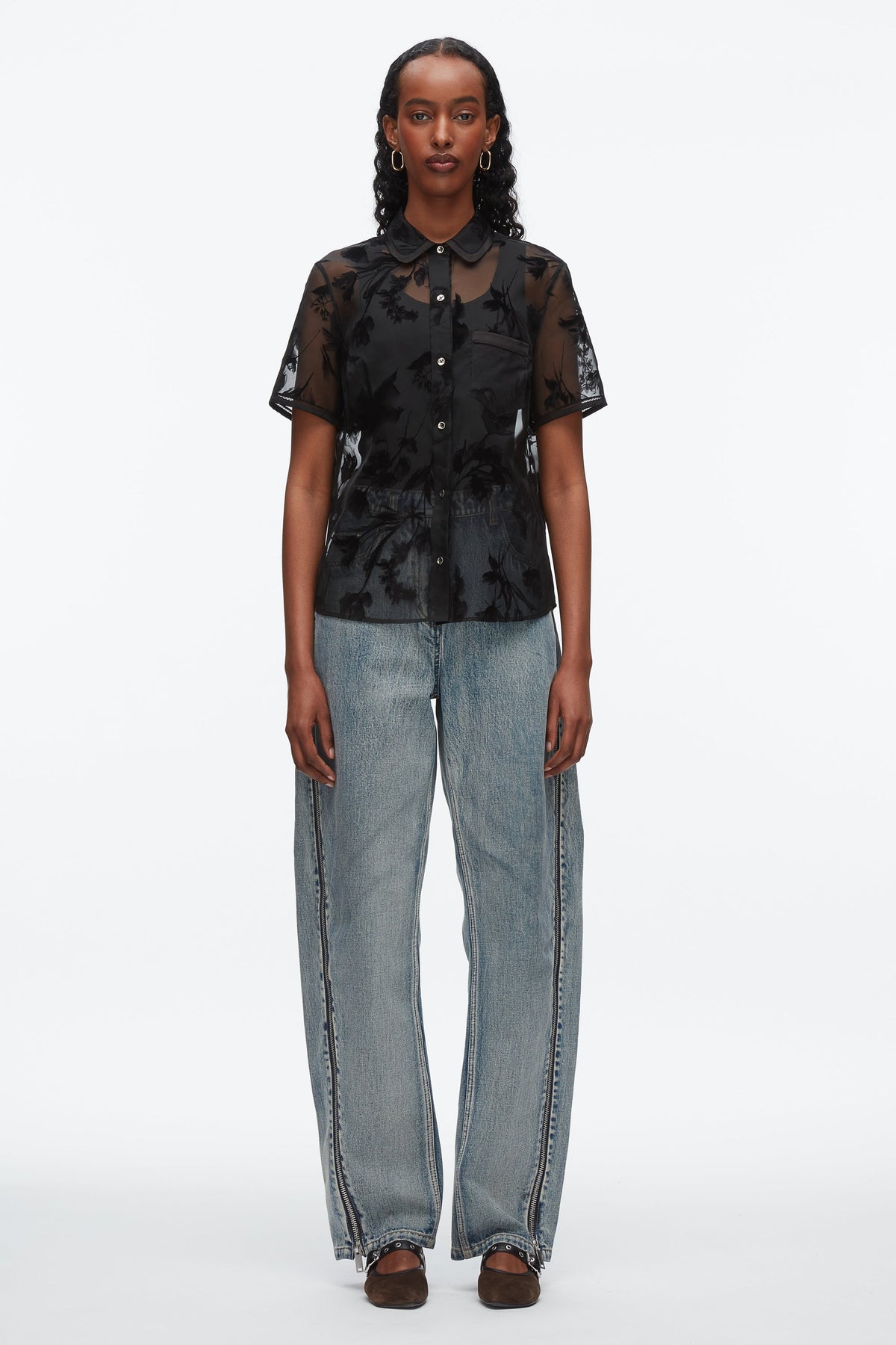 Flocked Organza Short Sleeve Shirt - 3.1 Phillip Lim Top Pick