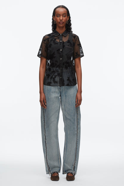 Flocked Organza Short Sleeve Shirt - 3.1 Phillip Lim Top Pick