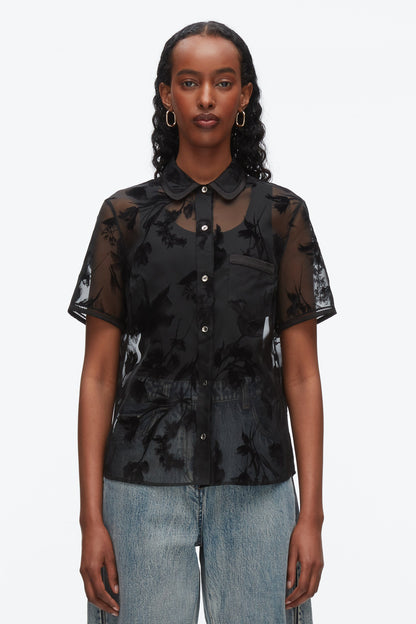 Flocked Organza Short Sleeve Shirt - 3.1 Phillip Lim Top Pick