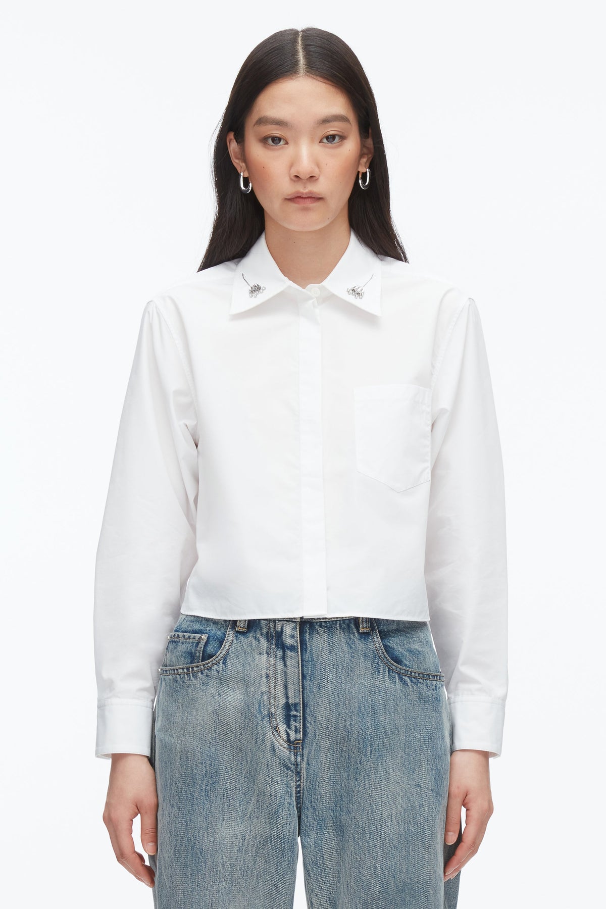 Cropped Shirt with Embroidered Collar - 3.1 Phillip Lim New