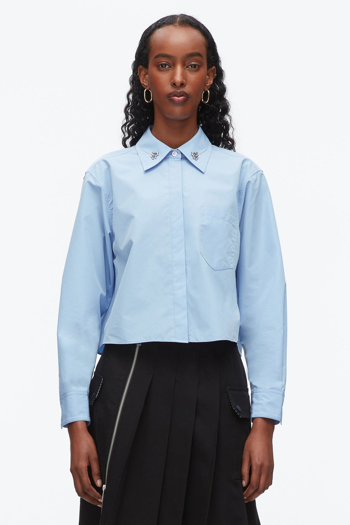 Cropped Shirt with Embroidered Collar - 3.1 Phillip Lim Recommended