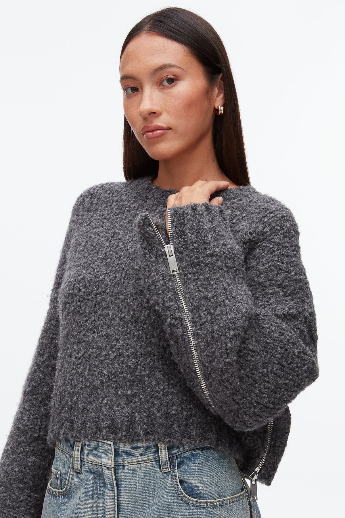 Boucle Zipper Crewneck - 3.1 Phillip Lim Essential