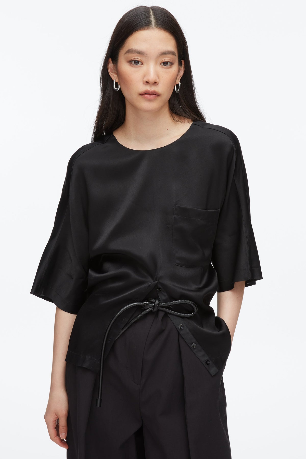 Short Sleeve Top with Button Placket - 3.1 Phillip Lim Smart Buy