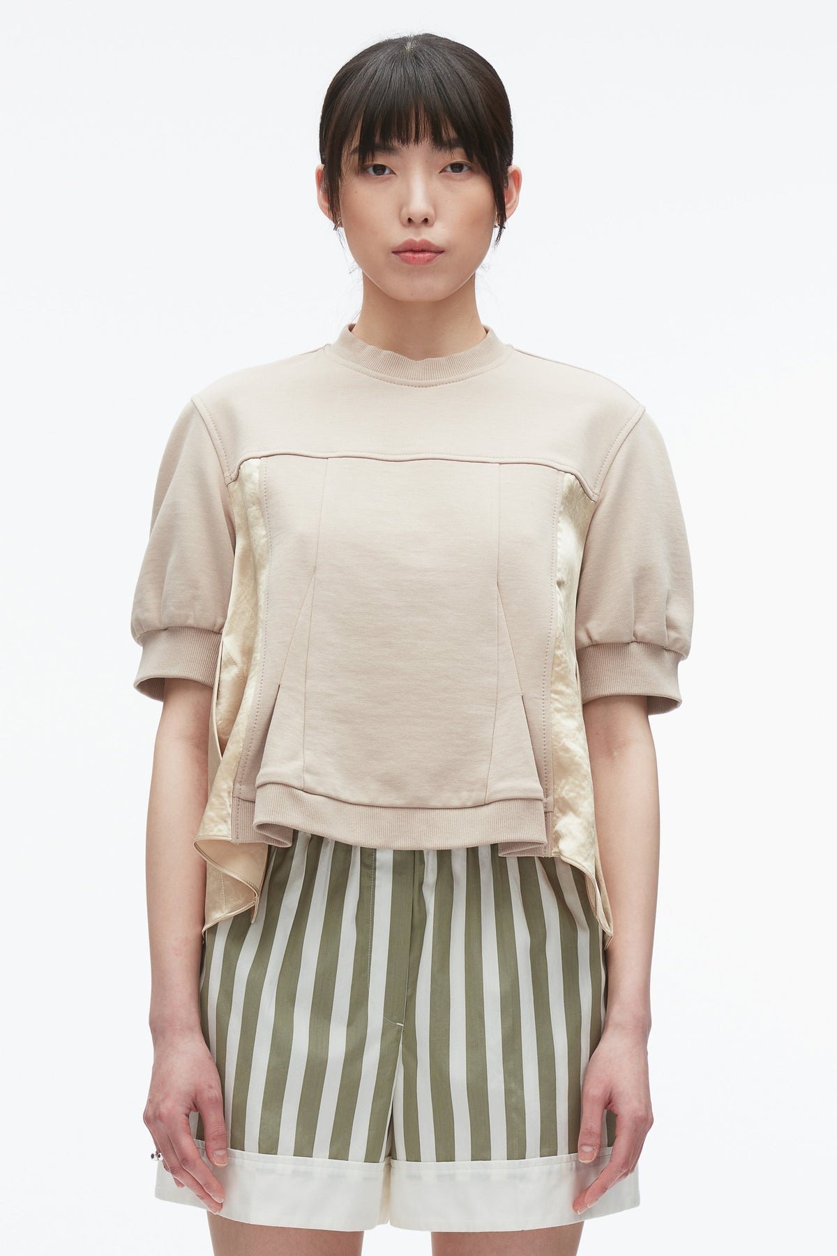 Satin Flounce Combo Terry Top - 3.1 Phillip Lim Sale