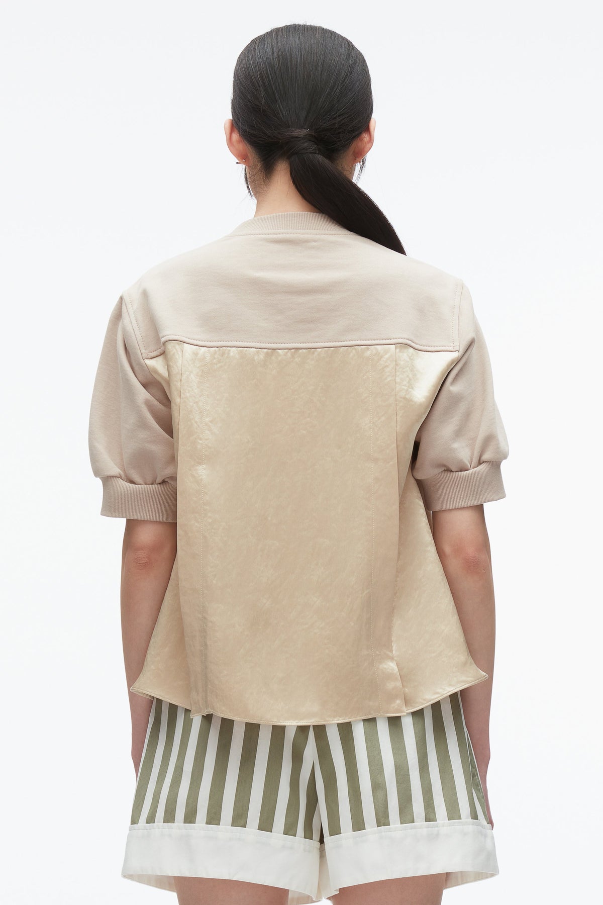 Satin Flounce Combo Terry Top - 3.1 Phillip Lim Sale