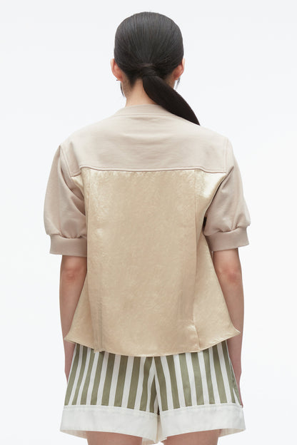 Satin Flounce Combo Terry Top - 3.1 Phillip Lim Sale