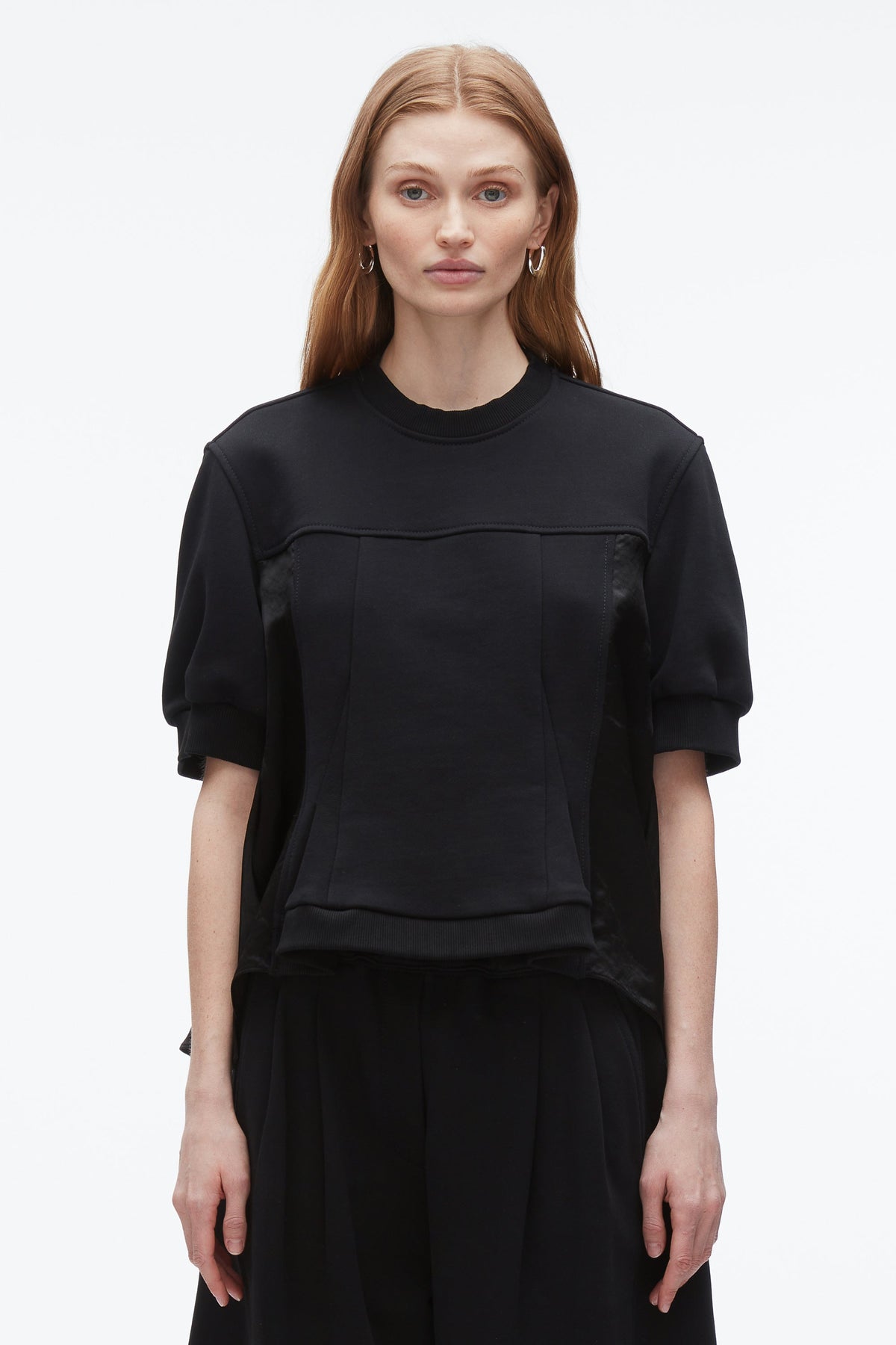 Satin Flounce Combo Terry Top - 3.1 Phillip Lim Smart Buy