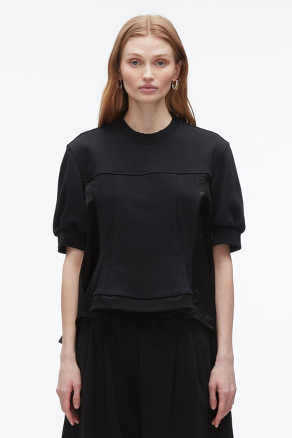 Satin Flounce Combo Terry Top - 3.1 Phillip Lim Smart Buy