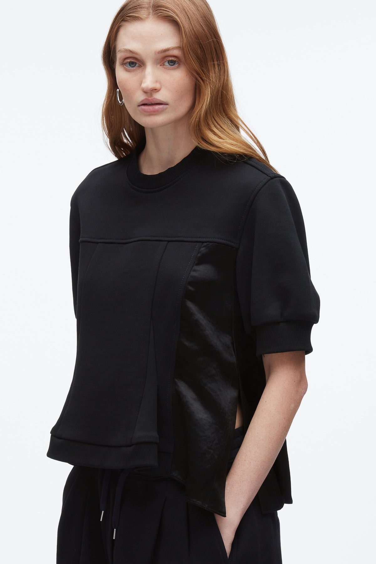 Satin Flounce Combo Terry Top - 3.1 Phillip Lim Smart Buy