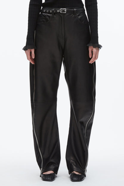 Leather Barrel Jean with Zippers - 3.1 Phillip Lim New