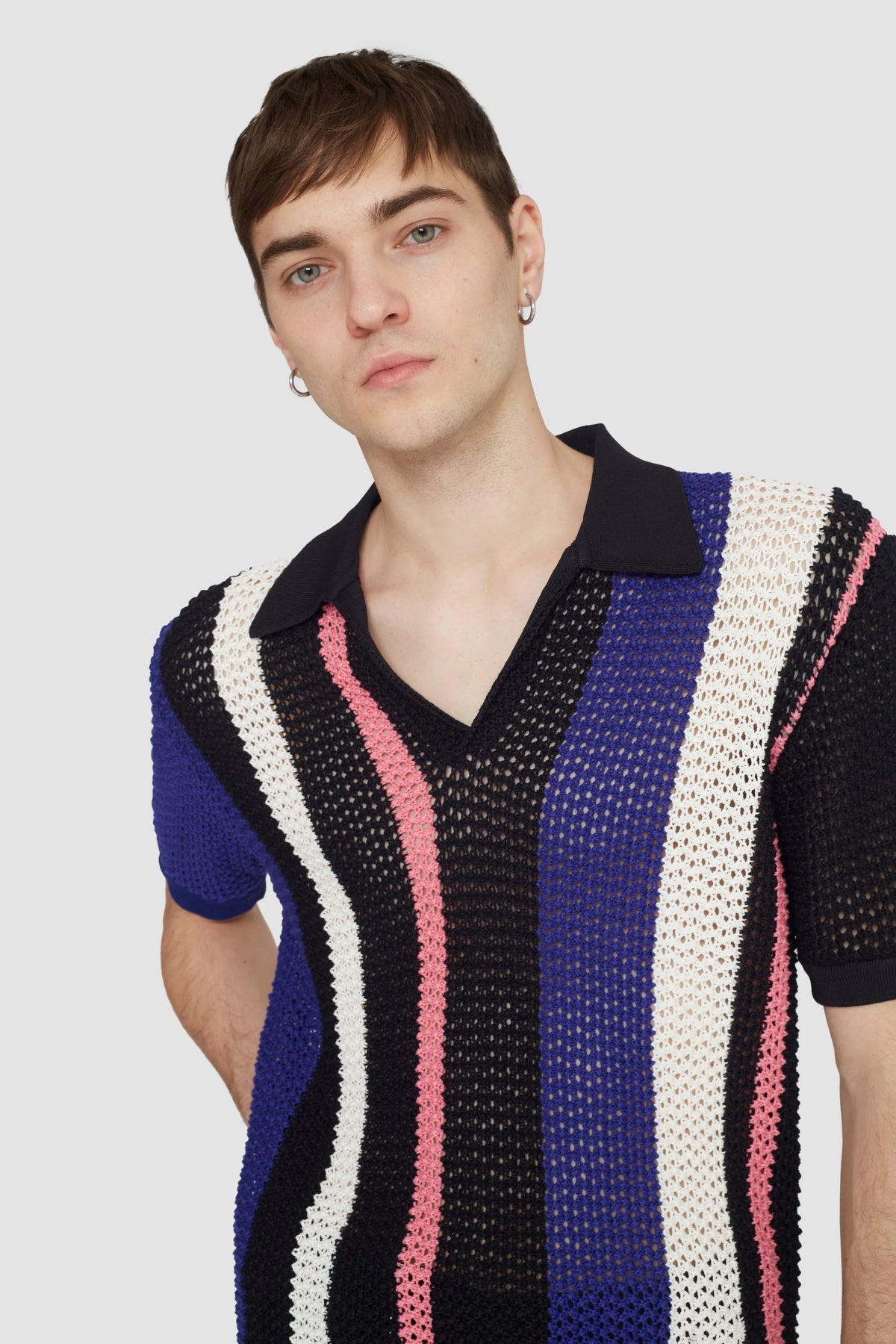 Short Sleeve Stripe Pointelle Polo Shirt - 3.1 Phillip Lim Smart Buy
