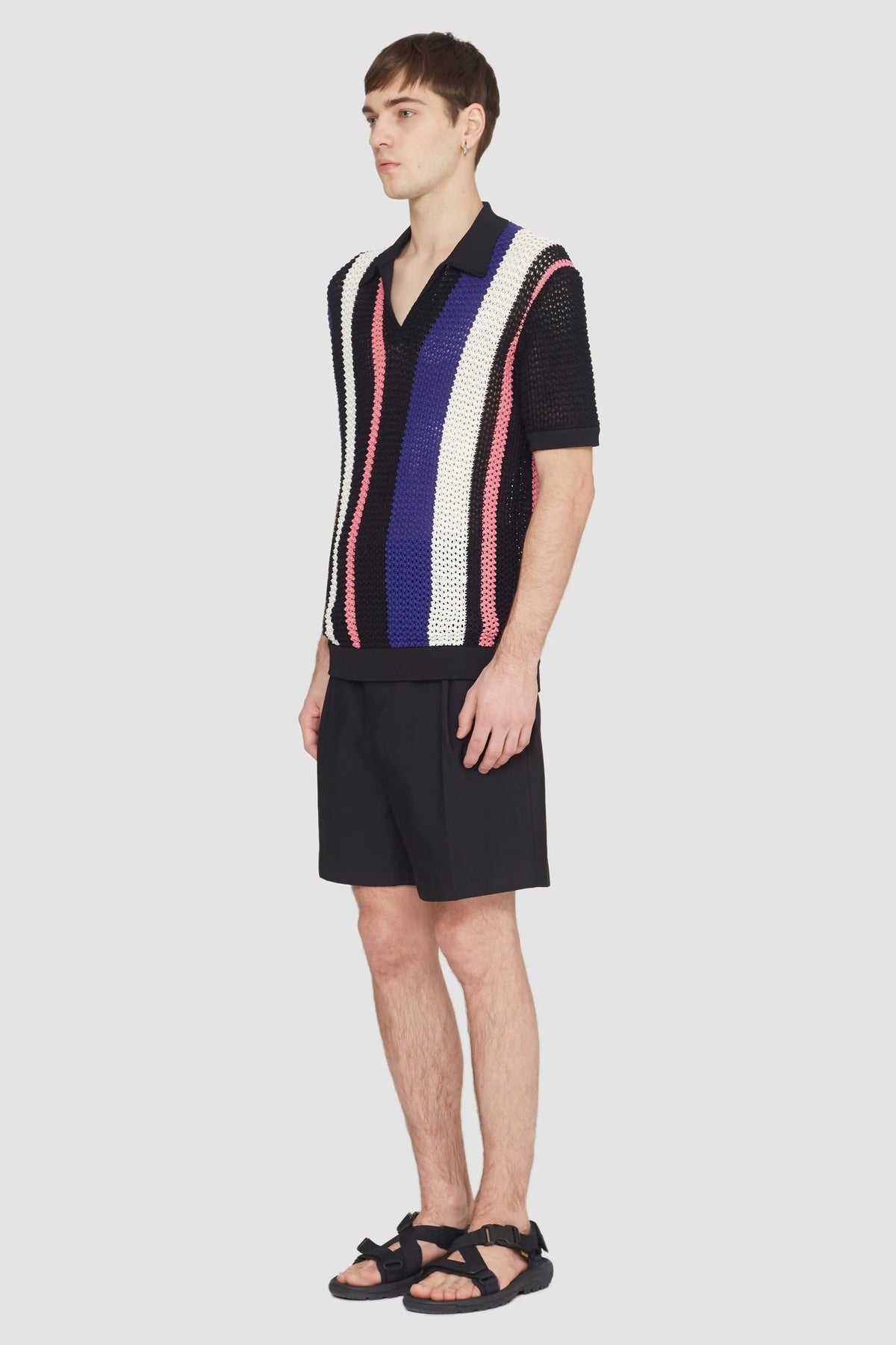 Short Sleeve Stripe Pointelle Polo Shirt - 3.1 Phillip Lim Smart Buy