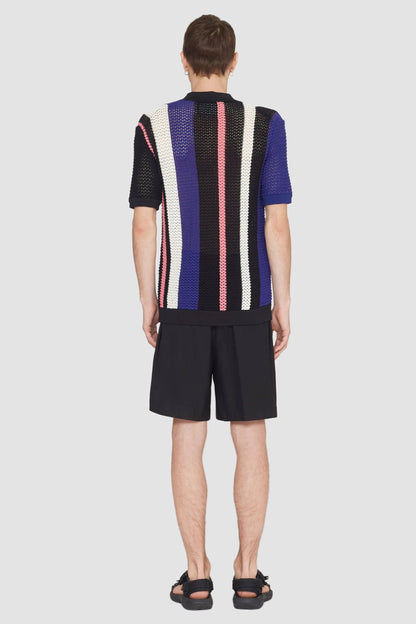 Short Sleeve Stripe Pointelle Polo Shirt - 3.1 Phillip Lim Smart Buy